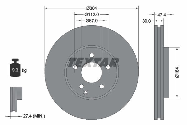 TEXTAR stabdžių diskas 92152100