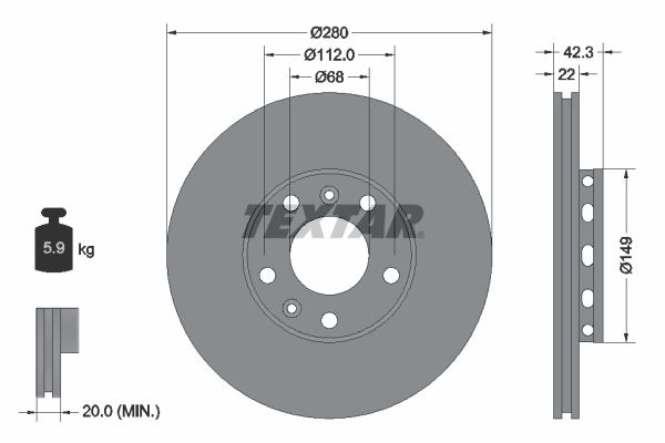TEXTAR stabdžių diskas 92152200