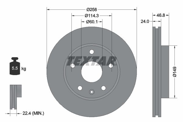 TEXTAR Тормозной диск 92155600