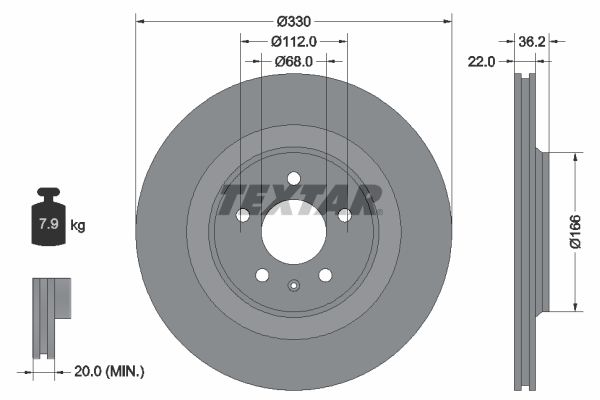TEXTAR stabdžių diskas 92160303