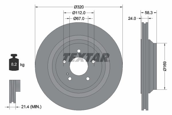 TEXTAR stabdžių diskas 92160703