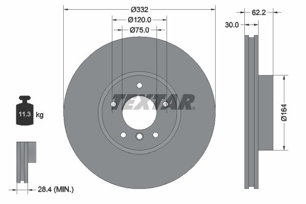 TEXTAR Тормозной диск 92160803