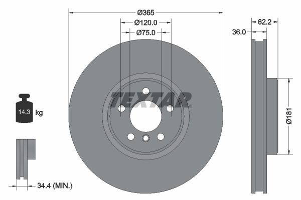 TEXTAR Тормозной диск 92161003