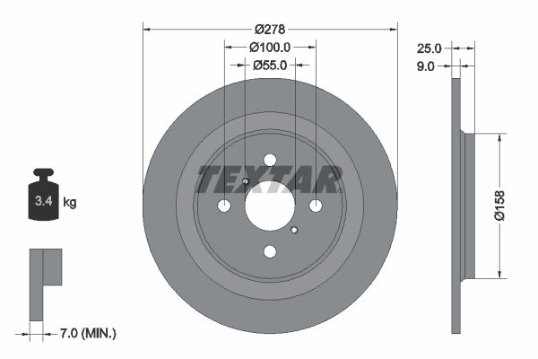 TEXTAR stabdžių diskas 92161903