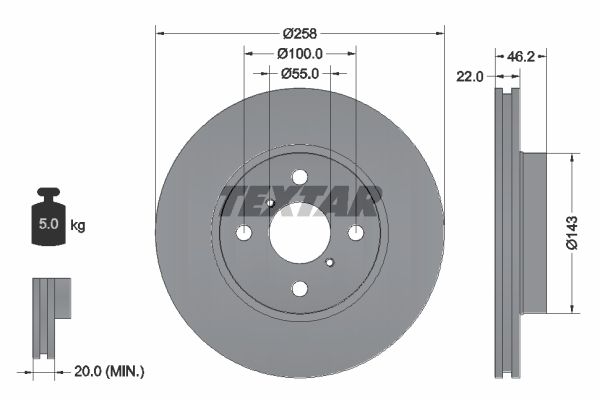 TEXTAR stabdžių diskas 92164200