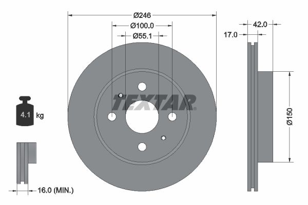 TEXTAR Тормозной диск 92165600
