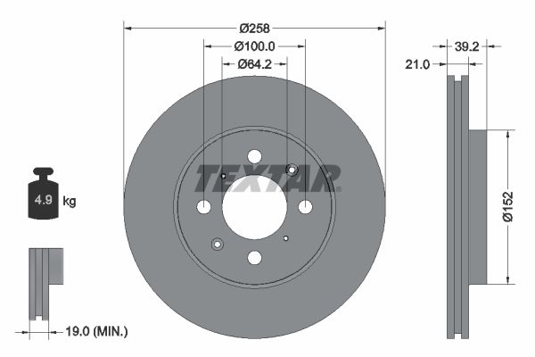 TEXTAR stabdžių diskas 92165900