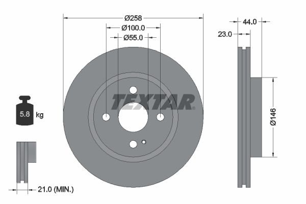 TEXTAR Тормозной диск 92166800