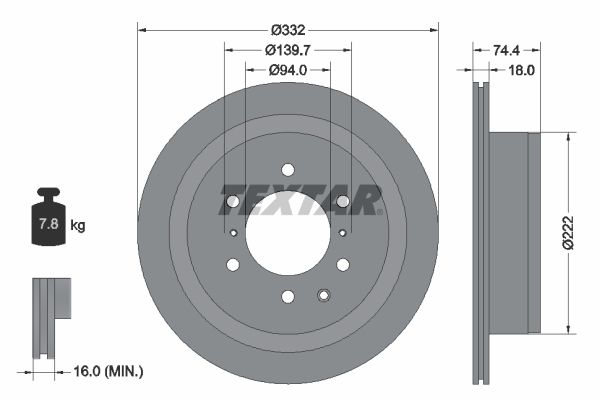 TEXTAR Тормозной диск 92167303