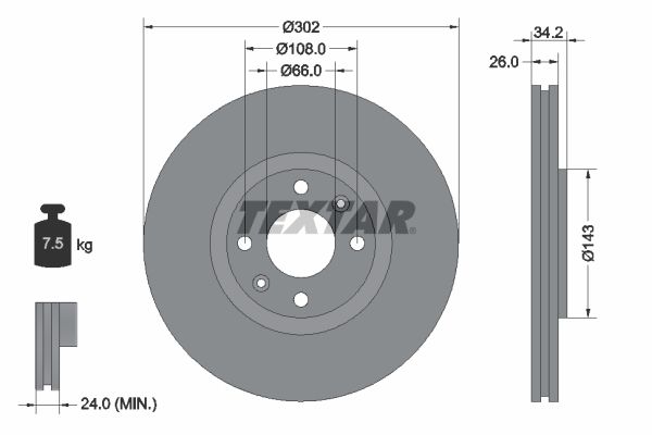 TEXTAR Тормозной диск 92168503