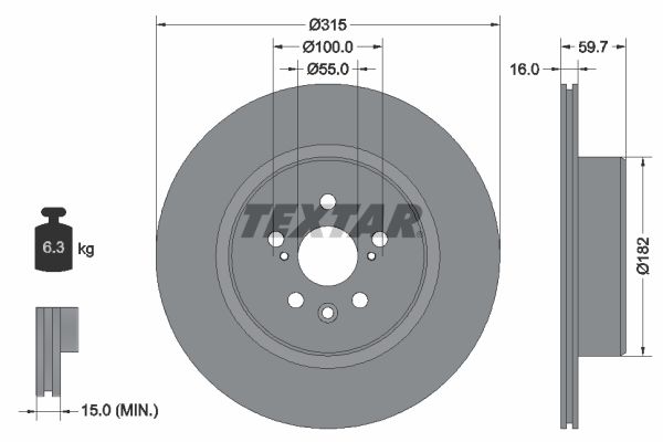 TEXTAR stabdžių diskas 92169503