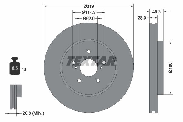 TEXTAR Тормозной диск 92171503