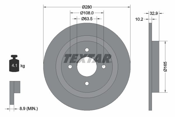 TEXTAR Тормозной диск 92172403