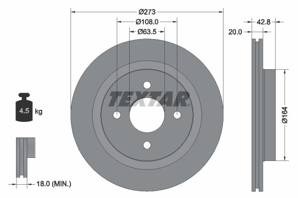 TEXTAR Тормозной диск 92172503