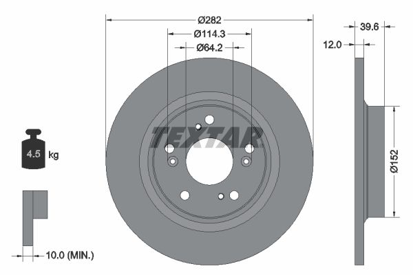 TEXTAR Тормозной диск 92173403