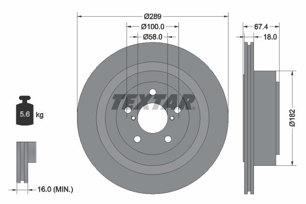 TEXTAR stabdžių diskas 92173603