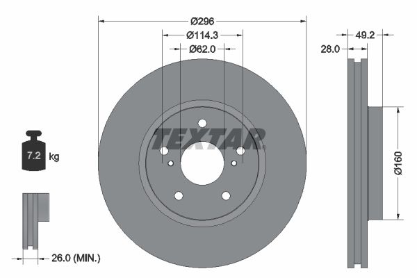 TEXTAR Тормозной диск 92174303