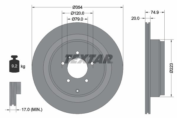 TEXTAR Тормозной диск 92175503