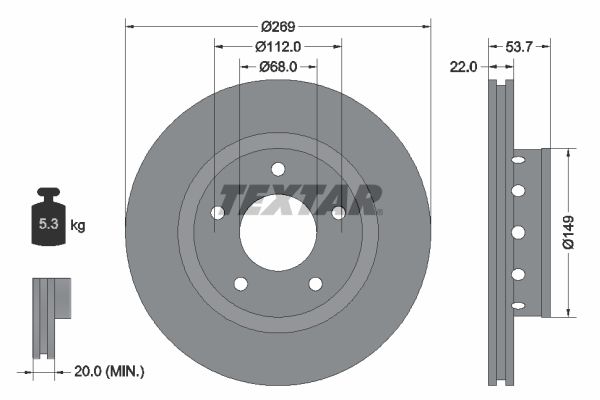 TEXTAR Тормозной диск 92176803