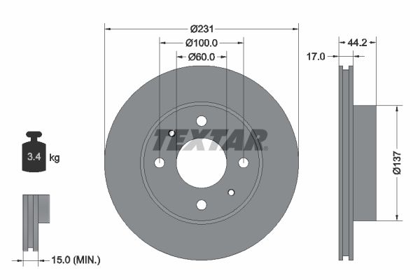 TEXTAR Тормозной диск 92179103