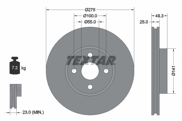 TEXTAR stabdžių diskas 92180303