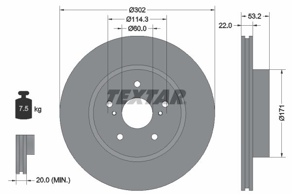 TEXTAR stabdžių diskas 92180403