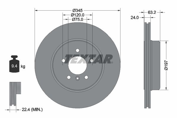 TEXTAR Тормозной диск 92182503