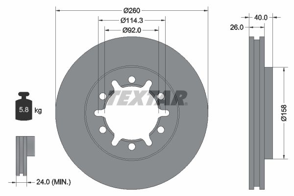 TEXTAR Тормозной диск 92186103