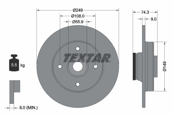 TEXTAR stabdžių diskas 92194103