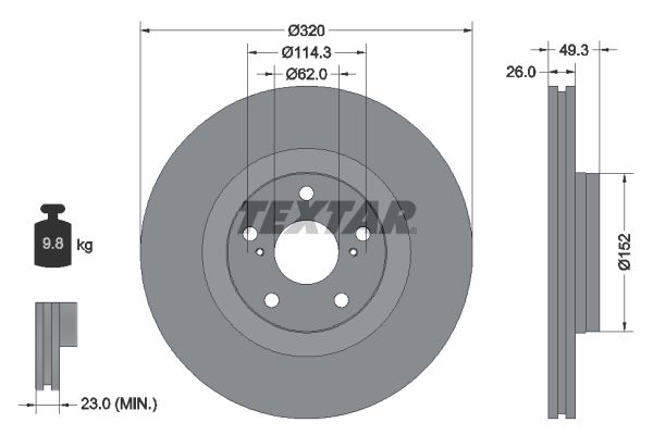 TEXTAR Тормозной диск 92195300