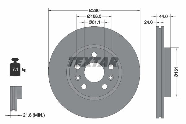 TEXTAR Тормозной диск 92196803