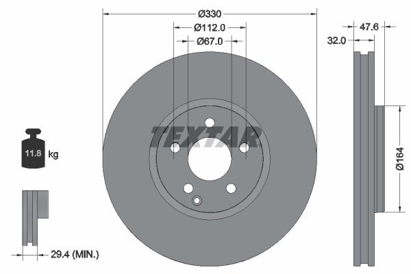 TEXTAR stabdžių diskas 92198805