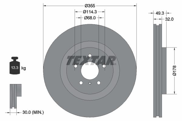 TEXTAR stabdžių diskas 92199105