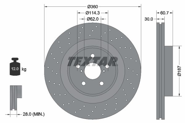TEXTAR Тормозной диск 92199703