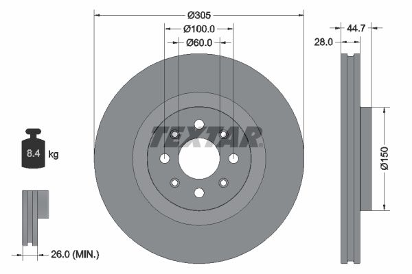 TEXTAR stabdžių diskas 92202203