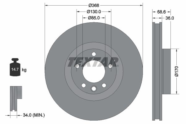 TEXTAR Тормозной диск 92213603