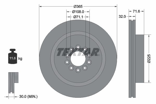 TEXTAR Тормозной диск 92223103