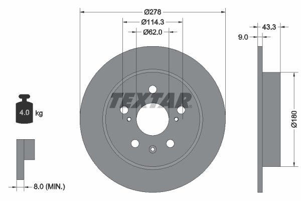 TEXTAR Тормозной диск 92225303
