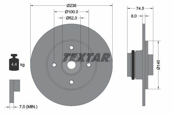 TEXTAR Тормозной диск 92231700