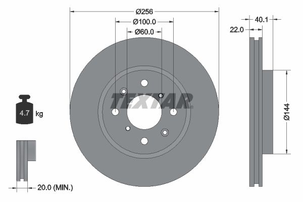 TEXTAR Тормозной диск 92232803