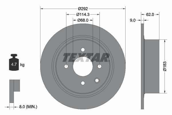 TEXTAR Тормозной диск 92234303