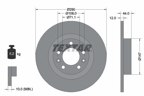 TEXTAR Тормозной диск 92238003