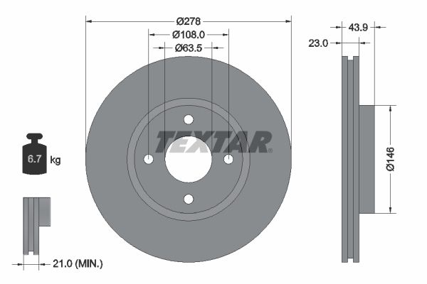 TEXTAR Тормозной диск 92252403