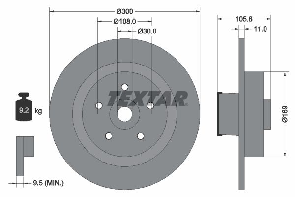 TEXTAR Тормозной диск 92252903