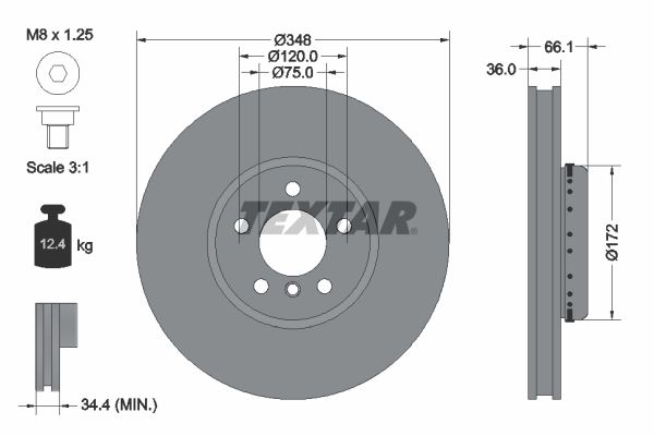 TEXTAR Тормозной диск 92253725