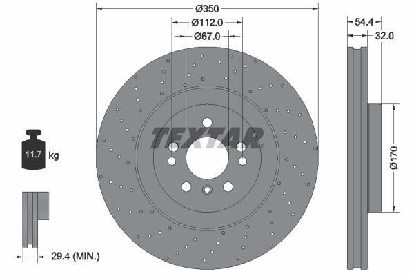 TEXTAR Тормозной диск 92254405