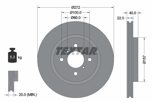 TEXTAR Тормозной диск 92255303