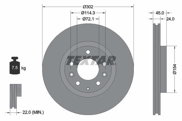TEXTAR Тормозной диск 92261503