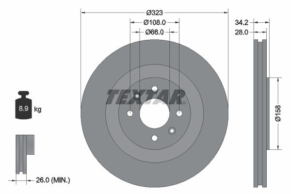 TEXTAR Тормозной диск 92267103