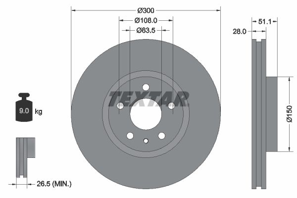 TEXTAR stabdžių diskas 92268603